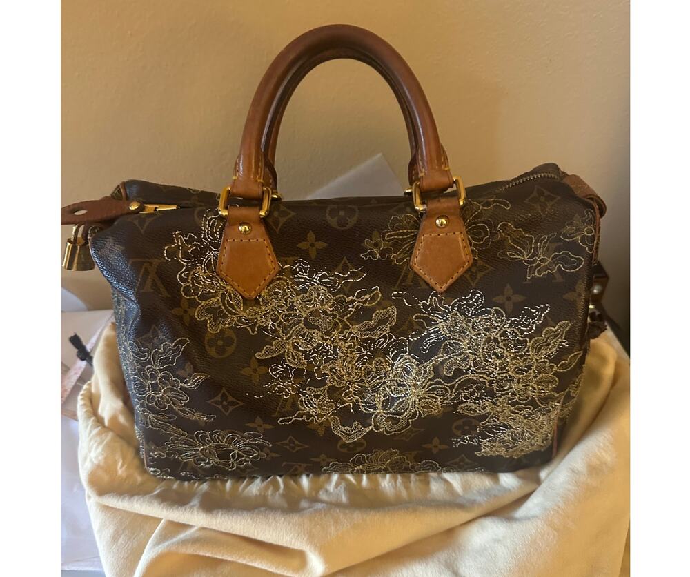 LOUIS VUITTON DENTELLE 30 SPEEDY-EMBROIDERED WLOCK/KEY/DUSTBAG